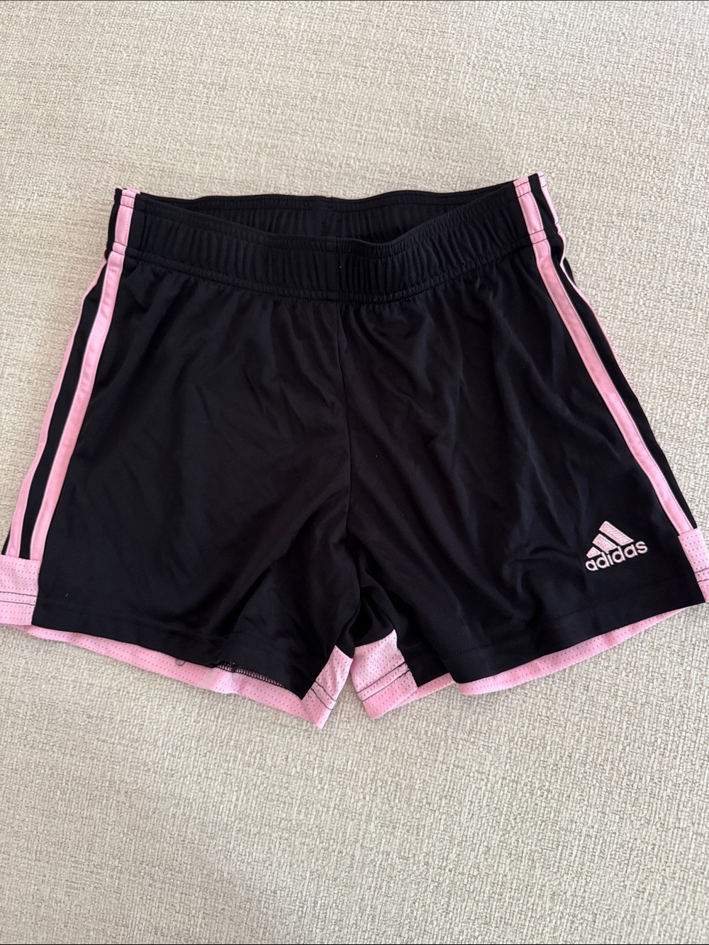 adidas Black Athletic Shorts with Pink Trim